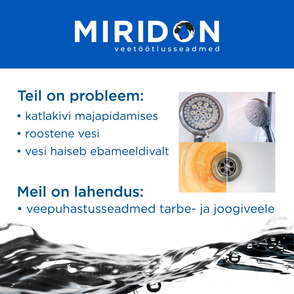 Aitame Teid vee analüüsidega ning nõustame õigete veepuhastusseadmete valikul. Miridon veepuhastusseadmed tarbe- ja joogiveele